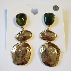 F21 NIP Faux Stone Gold Drop Earrings